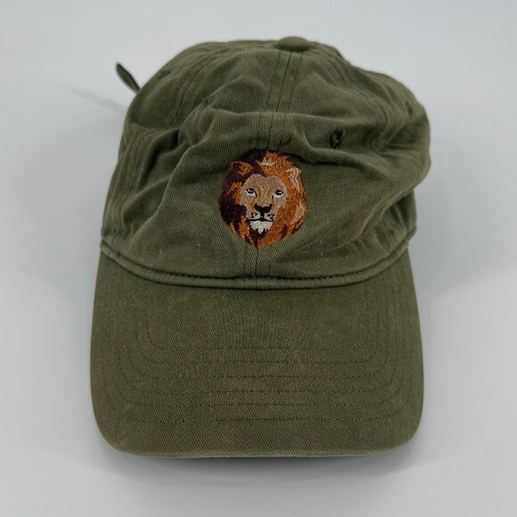 Lion Embroidered Adjustable Baseball Cap / Dad Hat in Olive Green | One Size - Picture 1 of 6